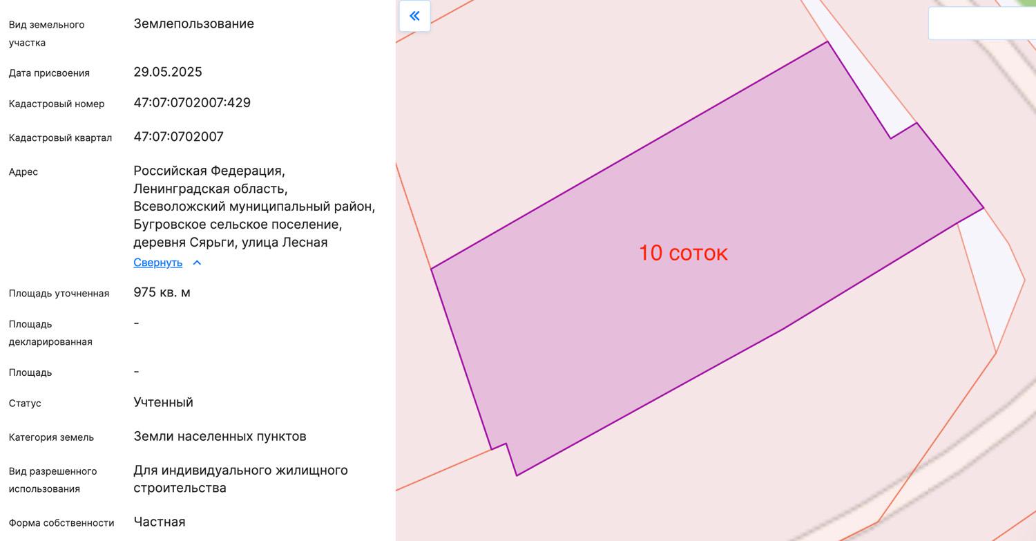 д. Сярьги, ИЖС. Участок 18 соток