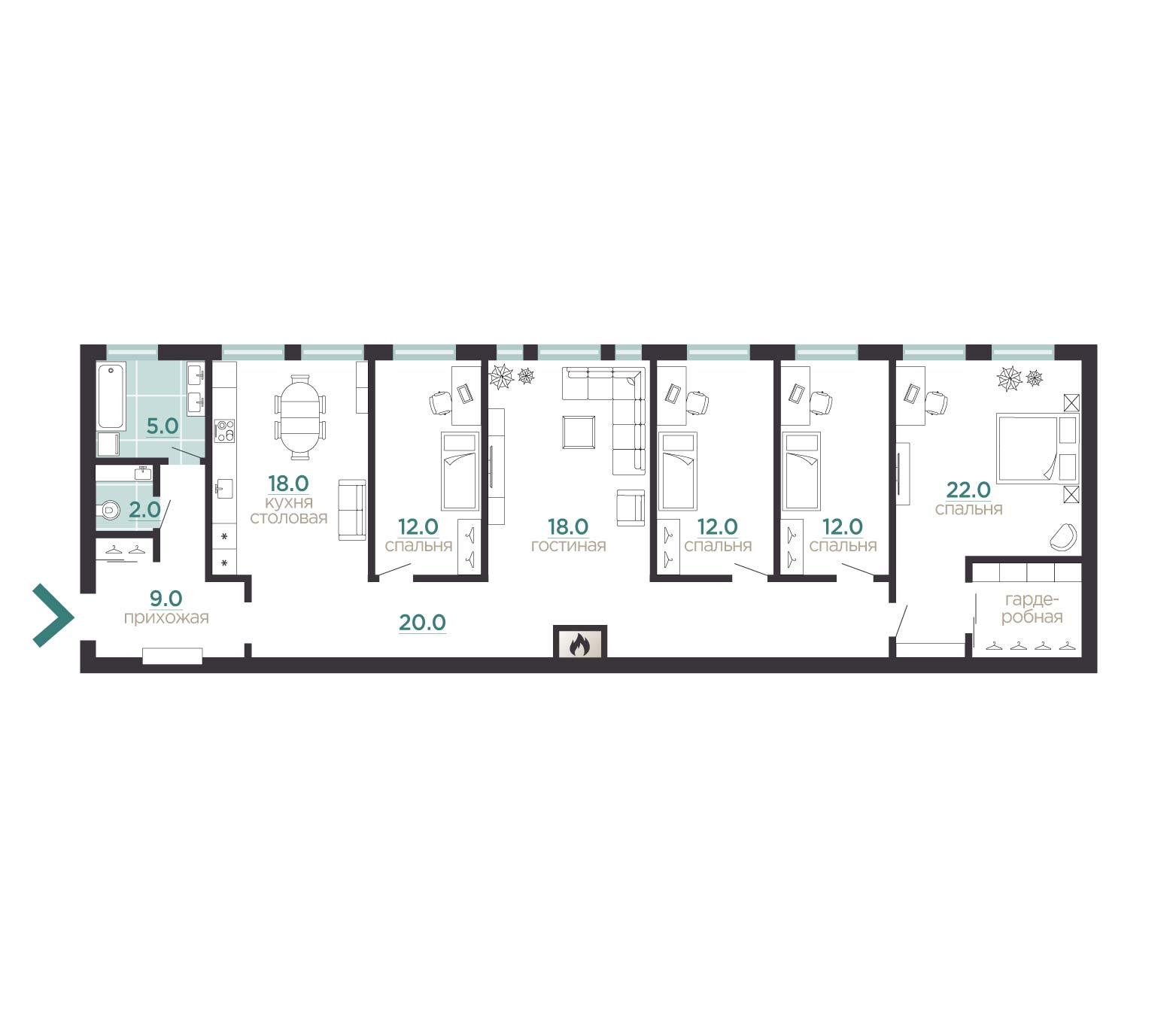 м. «Чернышевская». 5-комнатная квартира 130 кв.м