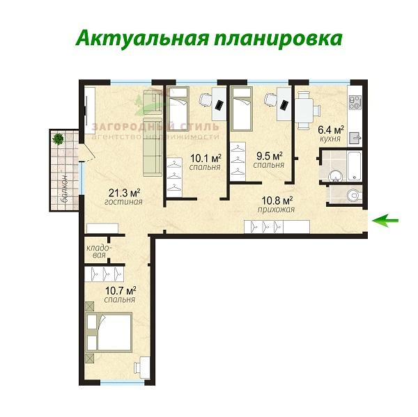 Санкт-Петербург, Колпино. 4-комнатная квартира 73,6 кв.м
