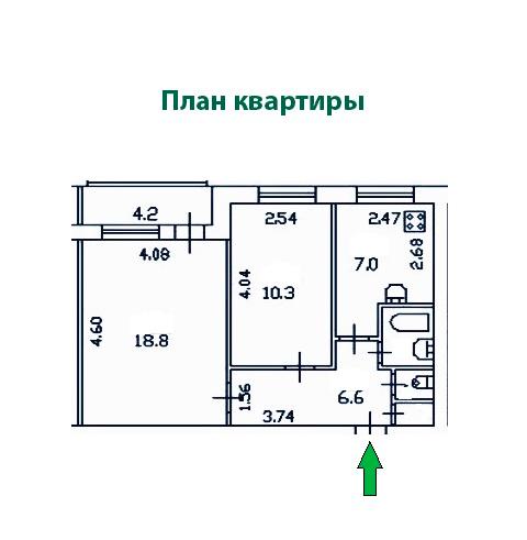 С-Петербург, г. Колпино. 2-комнатная квартира 46,5 кв.м