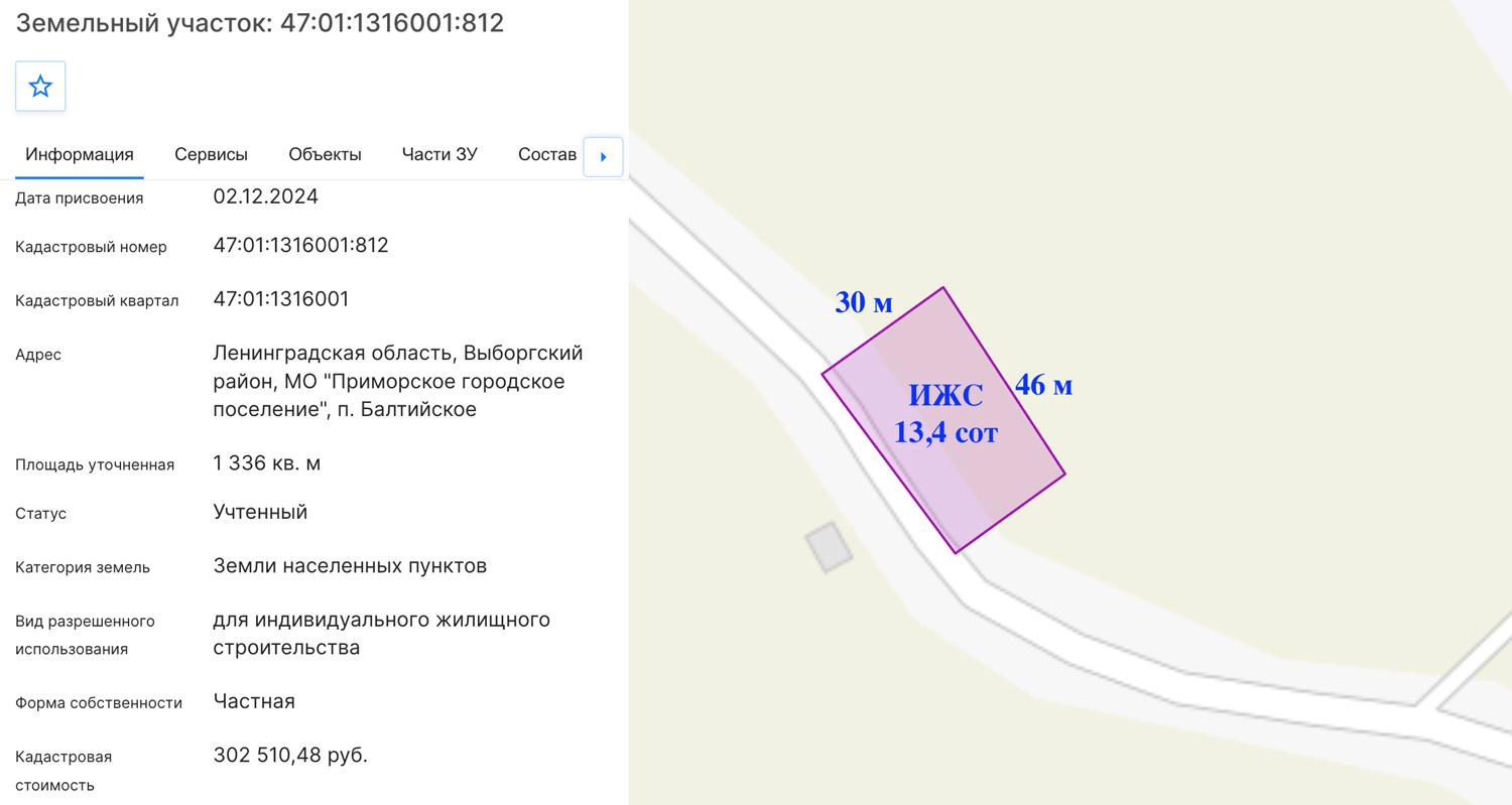 пос. Балтийское. Участок ИЖС 13,4 сотки на берегу Финского залива