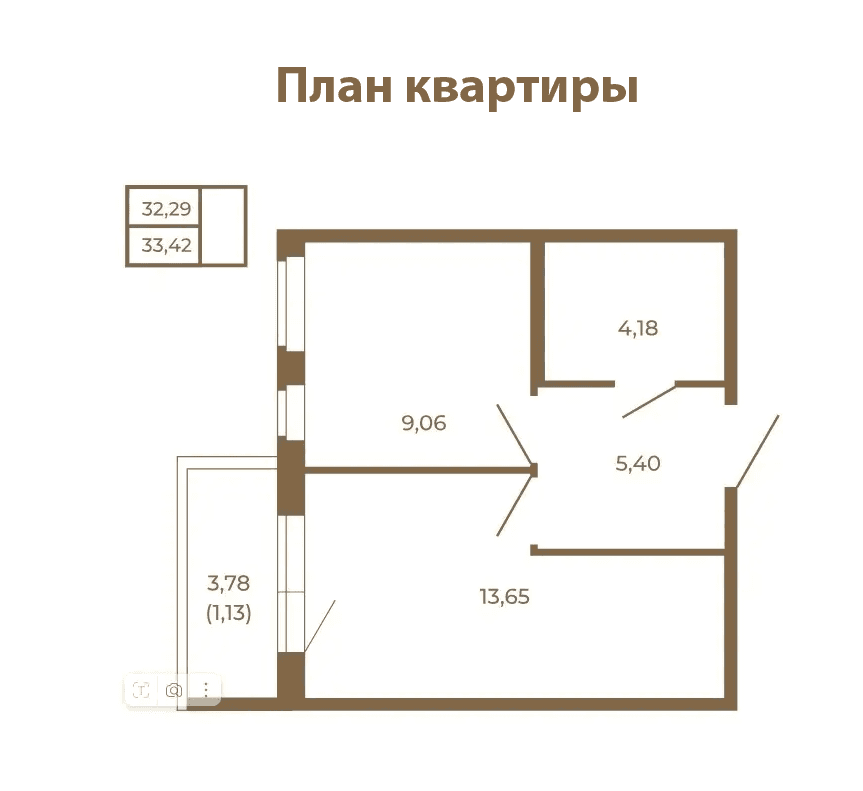 г. Сертолово. 1-комнатная квартира 33,4 кв.м