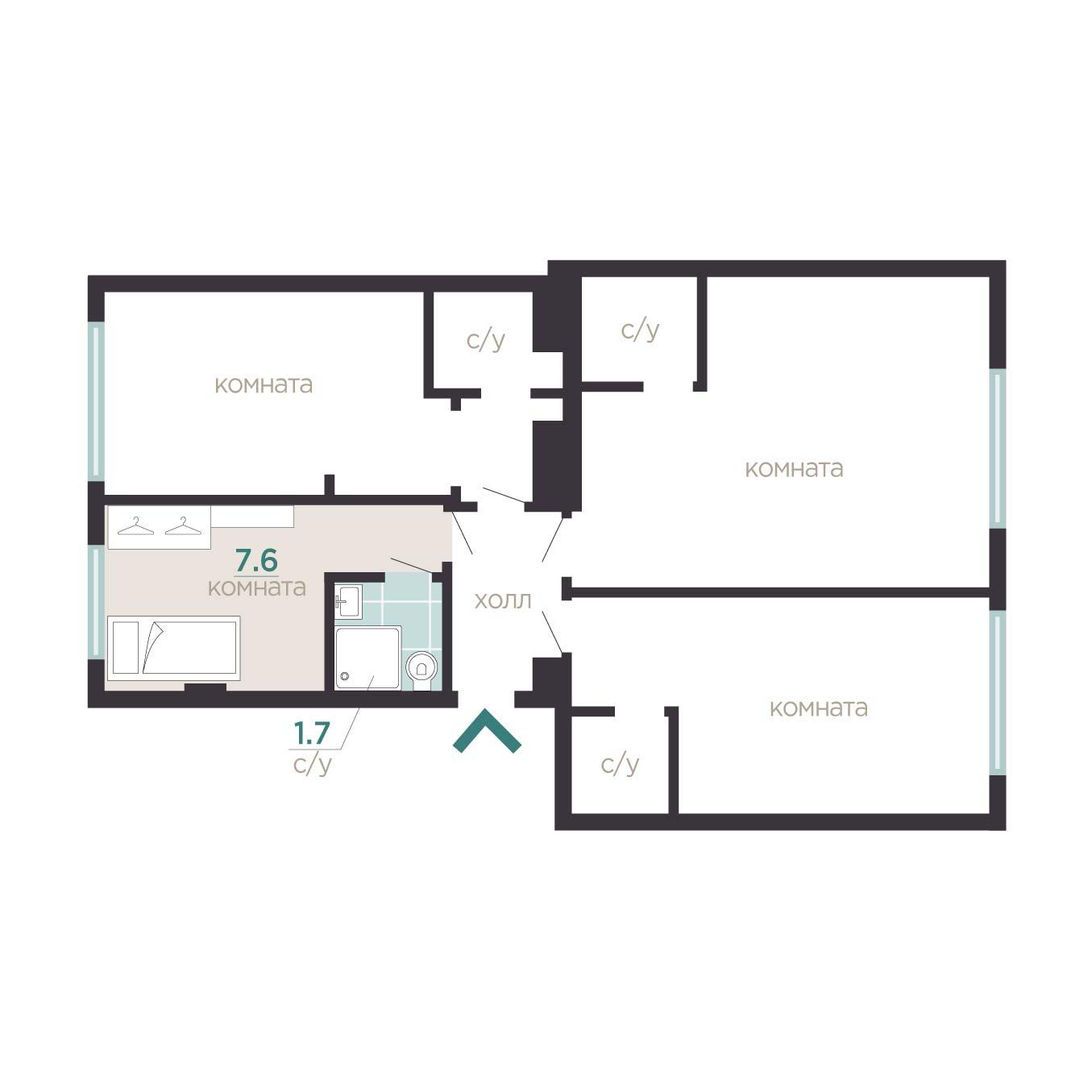 м. «Лесная». Квартира-студия 9,3 кв.м